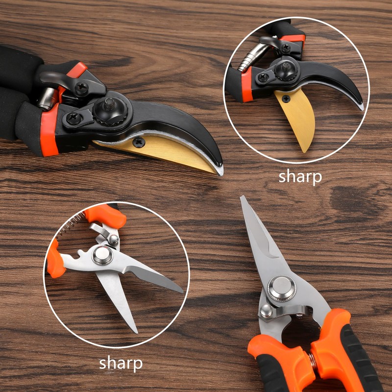 5 pack Garden Pruning Shears Stainless Steel Blades, Handheld Scissors
