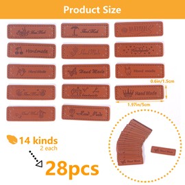Hayaww 28 Pieces 14 Types Handmade Labels Patches Love Heart Leather Labels PU Labels Handmade Leather Labels Tag Label Handmade for Scarf Shoes Hat Jeans Bag DIY Decoration