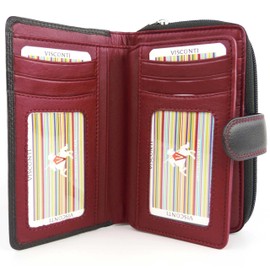 Quality Ladies Visconti Soft Leather black red two tone PURSE WALLET New Colorado - Gift Boxed