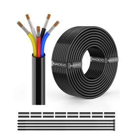 NAOEVO 18 Gauge Wire 5 Conductor Electrical Wire, 18 AWG Stranded PVC Cord, 12V Low Voltage/Tinned Copper/Flexible Cable for Automotive Wiring, Lamp Cord, Marine Cable (30FT)