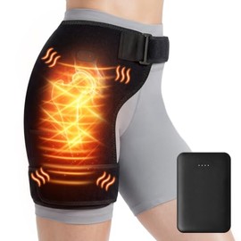 Masaje térmico inalámbrico para alivio del dolor de cadera/ciática con banco de energía de 5000 mAh, almohadilla de calefacción de cadera, apoyo con terapia física caliente, espalda baja