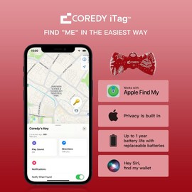 Coredy LE04 Bluetooth Tracker Tag, Works with Apple Find My (iOS Only), Key Finder and Item Locator with Electronics Light Indicator, Global Signal Source GPS Finders for Luggage, Travel Essentials
