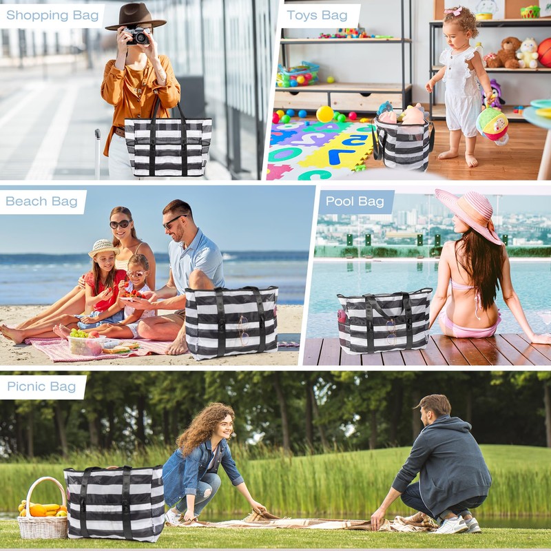 KUAK Mesh Beach Bag, Large Lightweight Mesh Tote Bags with