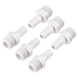 uxcell PVC Tube Fitting Adapter 12mm Barbed x G1/2 Male White for Aquariums, Water Tanks, Tubs, Pools 6Pcs