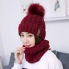 LCZTN Womens Pom Beanie Hat Scarf Set Girls Cute Winter