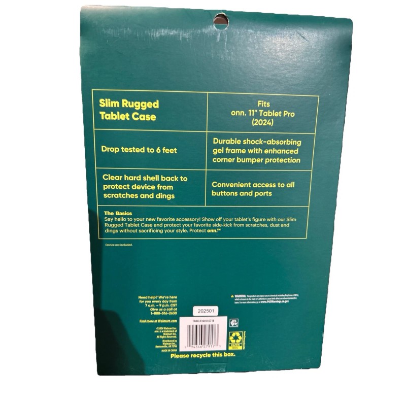 onn. Slim Rugged Tablet Case 11” New