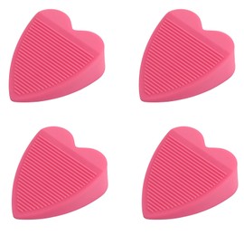 4PCS Rubber Door Stoppers, Heart Shaped Security Door Stop, Wall Protector and Reduce Noise, Heavy Duty Wedge Door Holder Catch for All Type Floor (4PCS Pink)