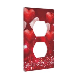 Pznen Valentine's Day Outlet Covers Red Love Hearts Balloons 1-Gang Wall Plate Duplex Standard Receptacle Plug Cover for Women Boys Girls Room