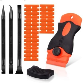 20PCS Plastic Razor Blades, 3 Kinds of Two-Way Scratch-Free Scrapers for Car Wrapping, Window Glass, Label & Glue Removal