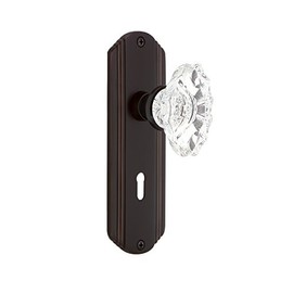 Nostalgic Warehouse Deco Plate with Keyhole Single Dummy Chateau Door Knob in Timeless Bronze