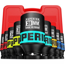 Aiourx 9 Piece 1/2" Drive Deep Axle Nut Impact Socket Set, Metric, 29mm-38mm, CR-MO, 6 Point, Use in Large Equipment Maintenance, Home Repair, Car Repair and More