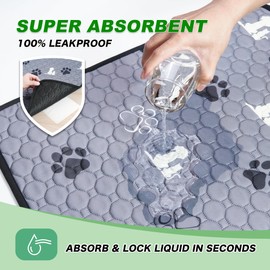 WanpeeGoo Washable Pee Pads, Puppy Pee Pad for Dogs, 2 Pack Absorbent Reusable Training Dog Pads Pet Puppy Pads, Non-Slip Potty Pads for Whelping, Playpen, Crate, Bed, Grey 24"x24"