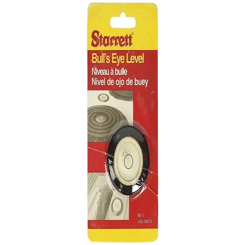 Starrett BE-1 Acrylic Circular Bullseye Level with Flange, 1.180" Diameter,