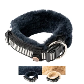 Chris innovative lambswool dog collar, collar significantly reduces hair breakage, padded, reflective, adjustable, for small medium large dogs in M (35-45 cm), L (45-55 cm), XL (55-65 cm)