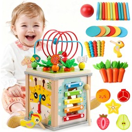 Juguetes Montessori 10 en 1 para Bebés, Clasificador de Formas Sensoriales, Juguetes Educativos Preescolares para Niños y Niñas,Aprenda Colores Música Jardinería y Habilidades Motoras Finas