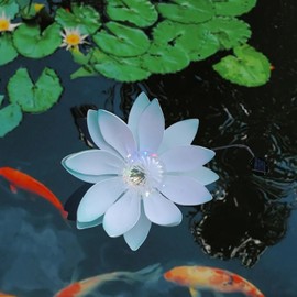 ERYRYIREI 4Pack Lotus Floating Solar Lights for Ponds, Solar Powered Pool Lotus Flowers LED Fairy Light Waterproof Outdoor Submersible Water Lantern Lights (Blue&Green)