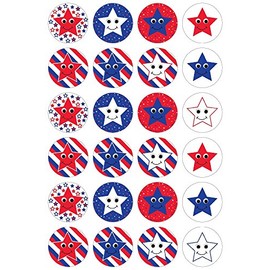 Hygloss Products Patriotic Glossy Smiley Stars and Stripes Stickers - 480 Stickers, 20 Sheets