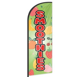 Smoothies Feather Flag for Business Advertising 6 FT Swooper Flag for Storefronts Retailers Shops Food Trucks Events and Fairs (Flag Only)