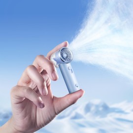 RANVOO 2025 Mini & Powerful Turbo 100 Speeds Cooling Handheld Fan Rechargeable LED Display for Outdoor Travel Portable Hand Fan, Gifts for Women & Men, Stylish, Mini- Blue