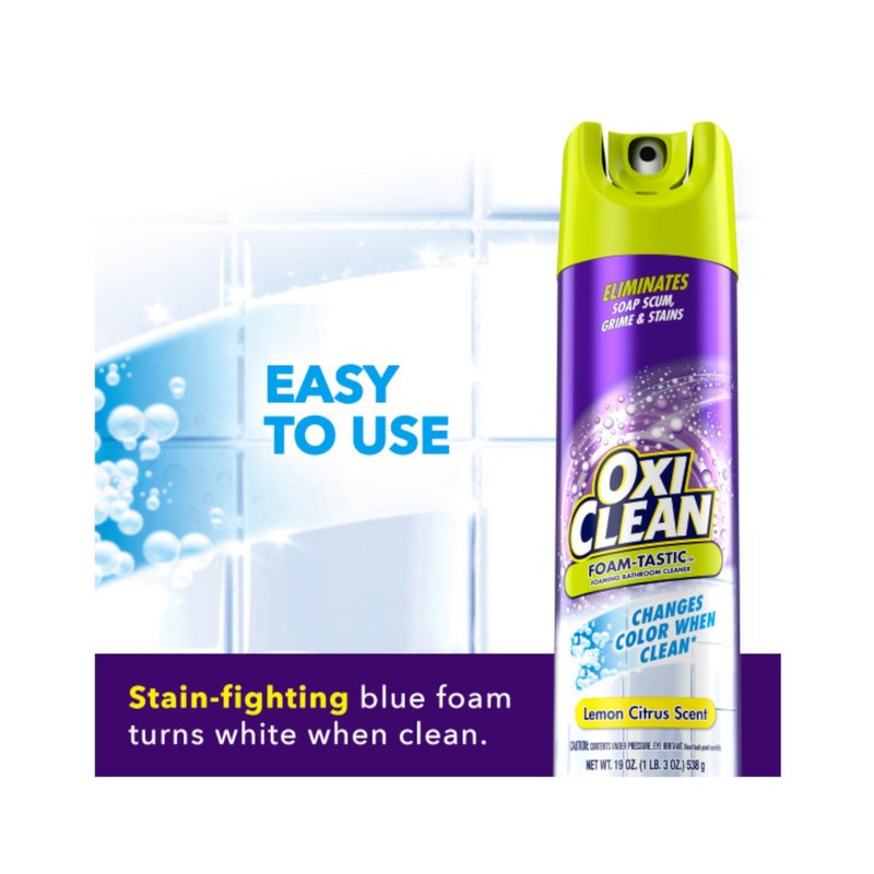 OxiClean Foam-Tastic Foaming Bathroom Cleaner Aerosol Spray, Changes Color When