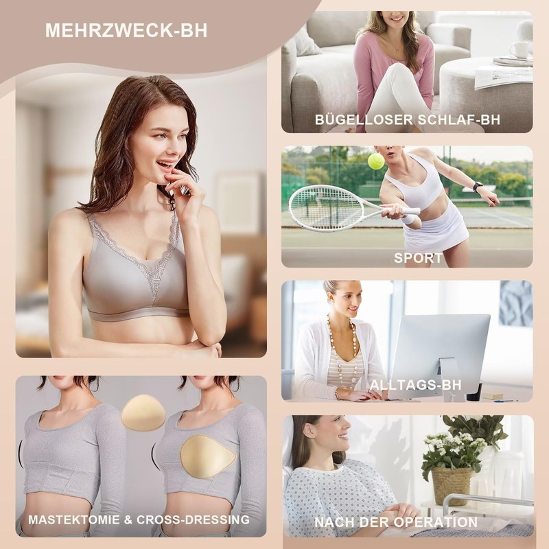 CYTMTZGA Mastectomy Bra Seamless Everyday Prostheses Post-Surgical Bra with Pockets