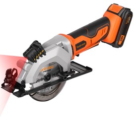 Yunirvana Mini Circular Saw, 20V 3400RPM Professional Cordless Circular Saw, Adjustable Angle and Depth,Max Cutting Depth 1-2/3"(90°), 1-1/8"(45°), Laser Guide, Rip Guide