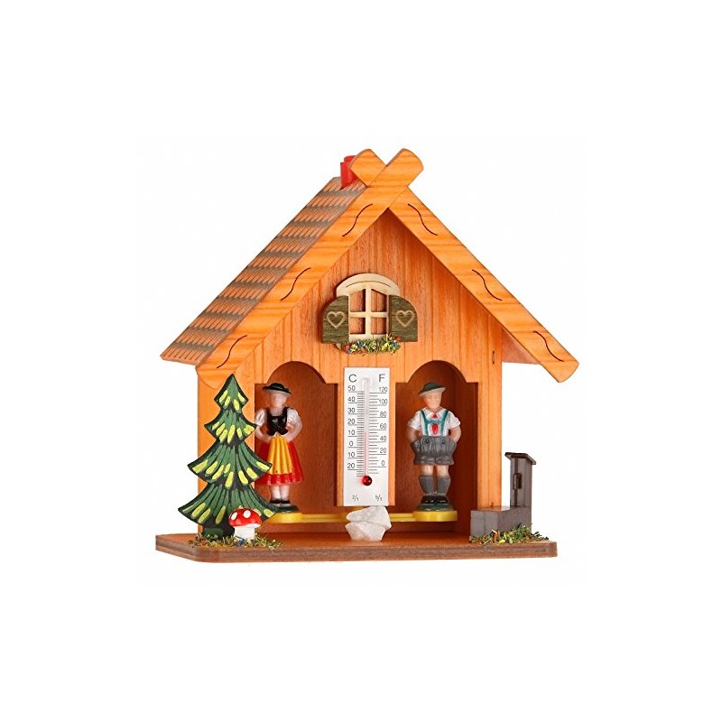 Weather house 13cm orange by Trenkle Uhren