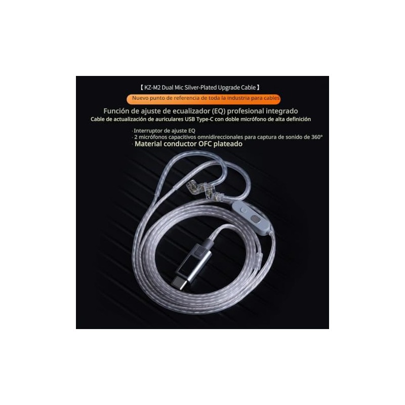 KZ M2 USB C IEM Cable con doble micrófono, DSP