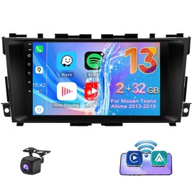 9 inch Android 13 Wireless CarPlay Android Auto Car Radio Receiver for Nissan Teana Altima 2013-2018, 2+32G Touch Screen Double Din Car Stereo with WiFi Bluetooth FM RDS GPS Navigation DSP SWC