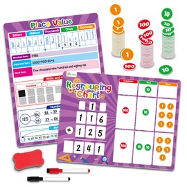 Regrouping Base Ten Place Value, Addition and Subtraction Math Manipulatives for 1st 2nd 3rd Grade, Double Sided Magnetic Dry Erase Board for Kids Classroom Must Haves Homeschool Supplies