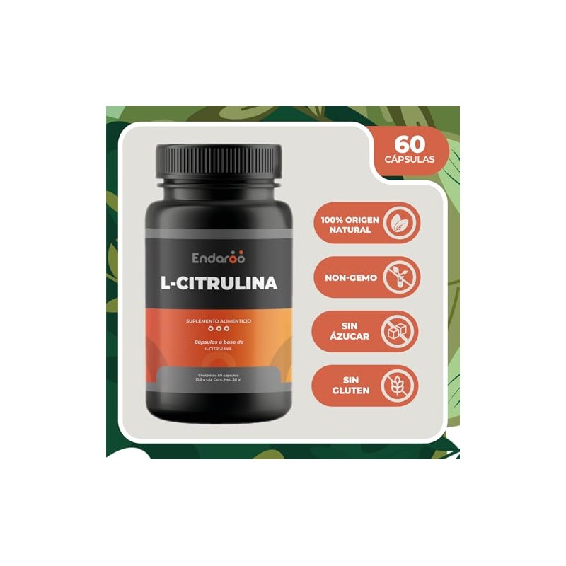 L-Citrulina 500 mg, 60 Cápsulas, Suplemento para Rendimiento Deportivo