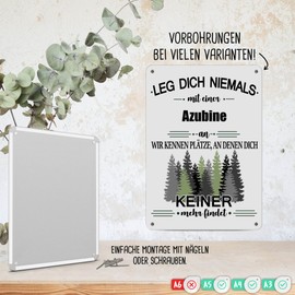Job Tin Sign - Never Be With An Azubine - Funny Gift Office, Job, Work, Colleague, Friends, Metal Poster - Landscape A6