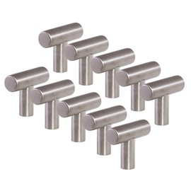 Design House T-Pull Cabinet Knob, 10-Pack, 1-1/2-Inch Modern Kitchen Handles in Stainless Steel, 182642