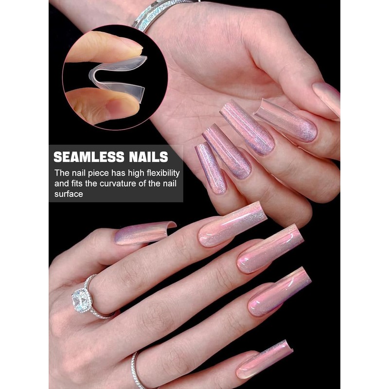 EBANKU 120Pcs Poly Gel Nail Forms, Long Square Clear Dual