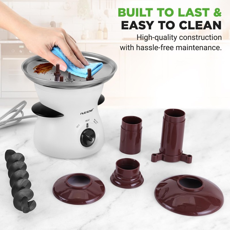 Nutrichef 3 Tier Chocolate Fondue Fountain - Electric Stainless Chocolate