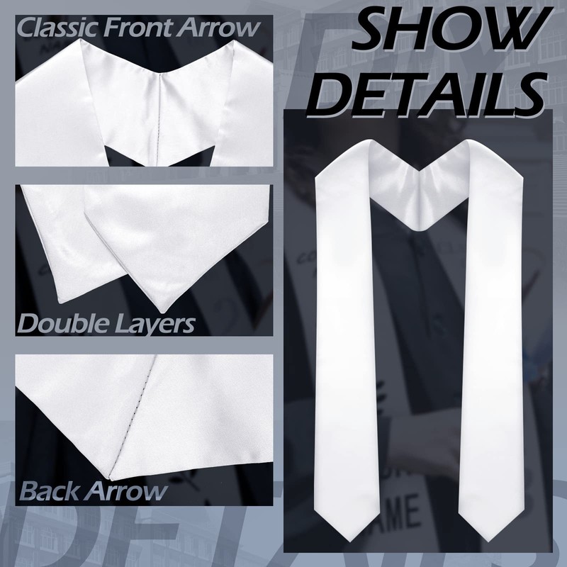 Geyoga 24 Pieces Unisex Graduation Stole Bulk Sublimation Blank Plain