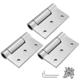 Jinyuanchao 3 Inch Self Closing Door Hinges, 3mm Thick Stainless Steel Hinge, Adjustable Tension Spring Loaded Door Hinges with Screws, 3Pack (3 1/4" x 3")