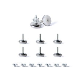 Tycoonest M6 X 28MM Adjustable Furniture Levelling Feet Set of 8, Screw-in Round Base Table Leg Extender Adjuster Floor Protector, Leg Levelers for Bed Sofa Cabinet Garden Table Cupboard, with T Nuts