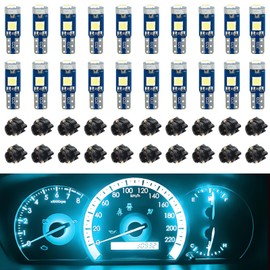 Hbxdeco 20PCS T5 LED Lights for Car Dashboard with Twist Lock Socket, High Light Bulb 3030-3SMD Replacement, Super Bright LED Light for Instrument Cluster Dashboard Panel Gauge Indicator (ice blue)