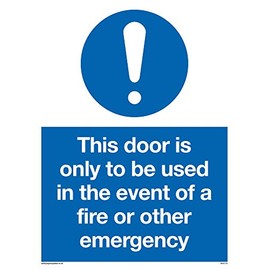 Viking Signs MA5724-A5P-V"This Door Is Only To Be Used In The Event Of A Fire Or Other Emergency" Sign, Vinyl, 200 mm H x 150 mm W