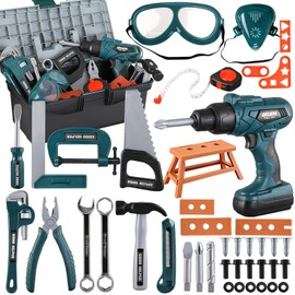 Kids Tool Box–Zealous 48 PCS Pretend Play Tools Toys for Toddler, Kids Electric Drill Kids Tool Kit for Boys & Girls Ages 3-8 Years Old, Construction Tool Kit Playset for Boys