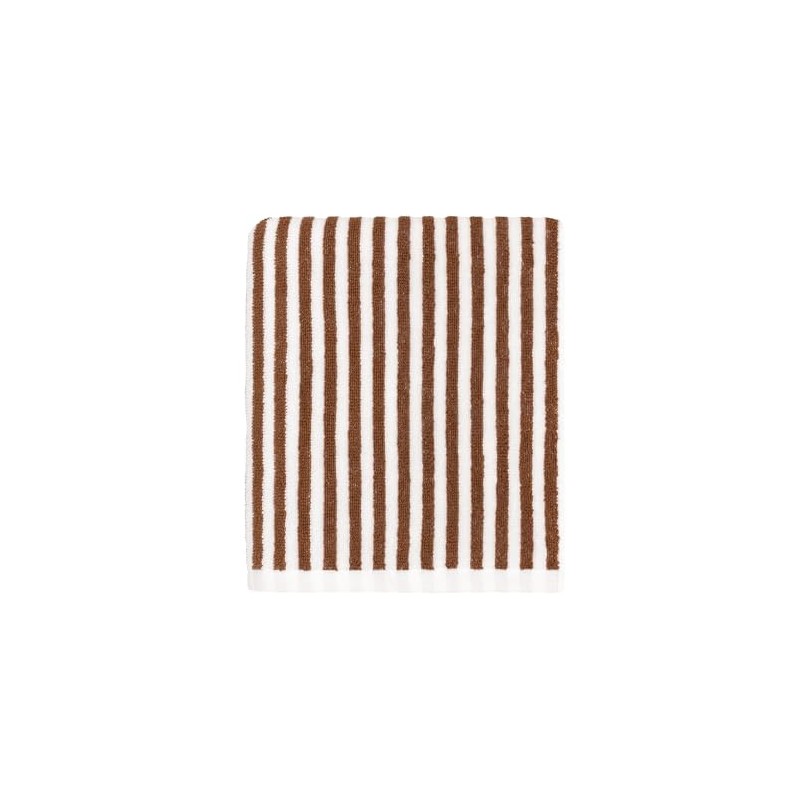 Yard Hebden Striped Cotton Hand Towel - Pecan - 50x100cm