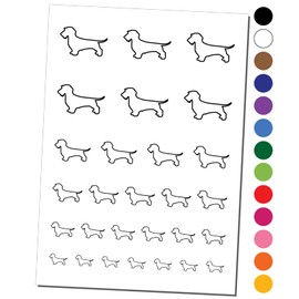 Wirehaired Dachshund Dog Outline Temporary Tattoo Water Resistant Fake Body Art Set Collection - Red (One Sheet)