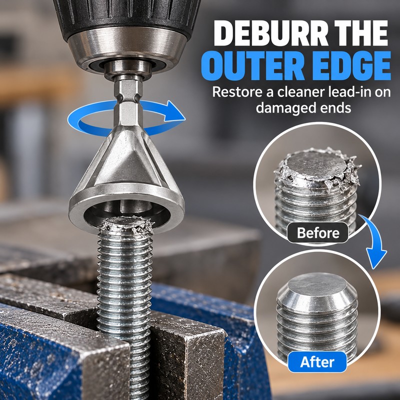 5 Pack Stainless Steel External Deburring Chamfer Tools with 7mm