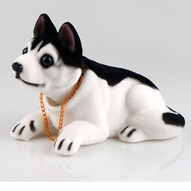 Jadeshay Cute Cartoon Dog Car Ornament, Bobblehead Dashboard Resin Decor, Shaking Head Animal Figure for Desk Coffee Table(Husky)