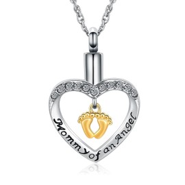 AIWENXI Footprint Cremation Jewellery Urn Pendant Necklace for Ashes Stainless Steel Mini Urns Jewelry to Holder Ashes Baby Foot Memorial Keepsake Jewellery