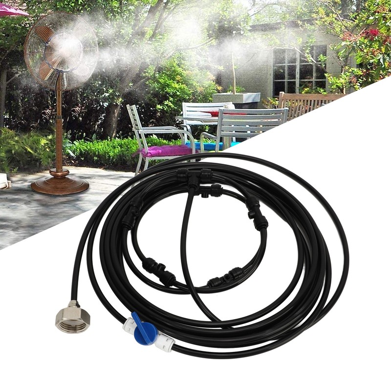 Fan Misting Kit with 3/4 Adapter 19.7ft Hose 6 Nozzles