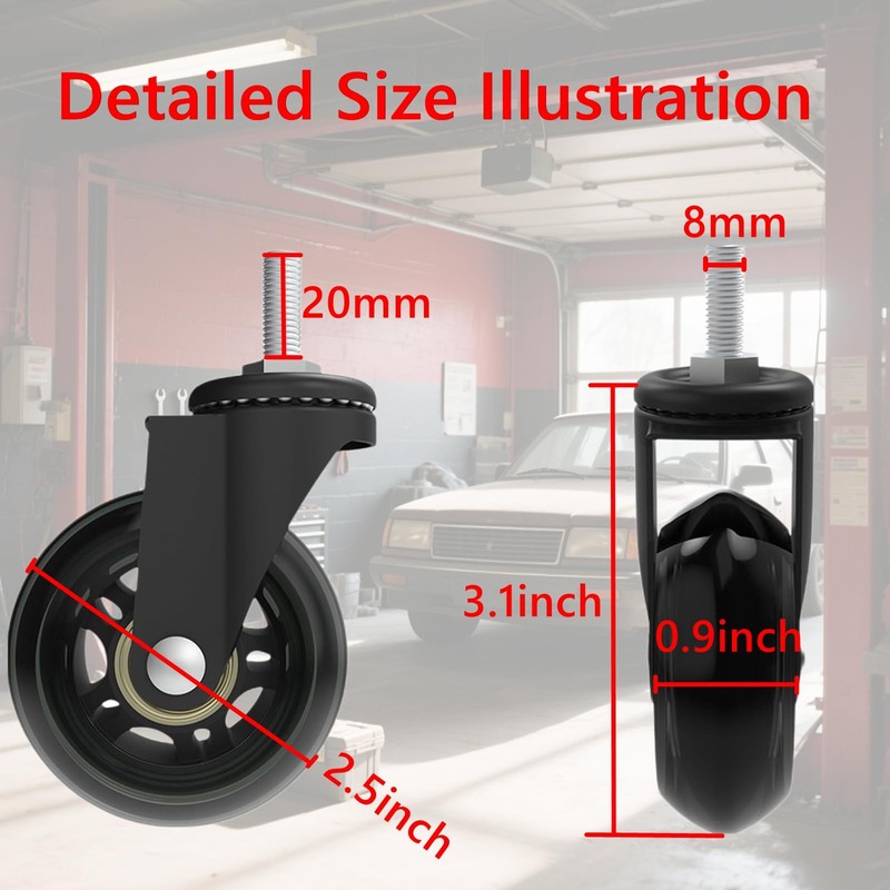 AVGGO Creeper Caster Wheels Set of 4, Roller Blade Rubber