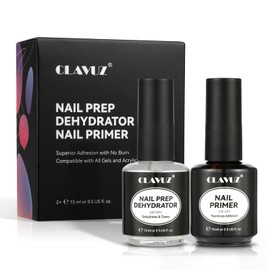 CLAVUZ Nail Prep Dehydrator and Nail Primer Kit, Acid Free Pro Bonder for Natural Dehydrated Binder for Acrylic Powder and Nail Polish Nail Binder 15ml