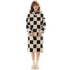 Wearable Blanket Women's Long Sleeve Checked Pattern - Wearable Blanket